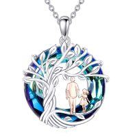 wholesale TOUPOP To My Daughter Necklace From Dad S925 Sterling Silver Crystal Daughter Gifts From Dad I Love You Forever Jewelry -style_name:C-To My Daughter Necklace-Blue Crystal-Tree of Life