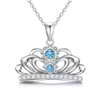 TOUPOP Sterling Silver Cubic Zirconia Crown Necklace Pendant Gift-style_name:Crown 2