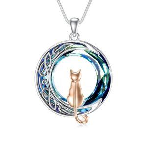 1 Cat(Rose Gold)-Blue Circle Crystal-01-Moon-C