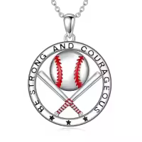 TOUPOP Sterling Silver Stone Sport Necklace for Women Men-style_name:Baseball