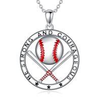 wholesale TOUPOP Volleyball/baseball/basketball Necklace 925 Sterling Sliver Sport Necklace For Women Men Sport Jewelry Gifts For Sports Fans -style_name:Baseball