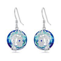 wholesale TOUPOP Evil Eye/hamsa Hand Earrings 925 Sterling Silver Tree Of Life Blue Crystal Dangle Earrings Protection Jewelry Amulet Christmas Gifts For Women Her -style_name:Hamsa Hand