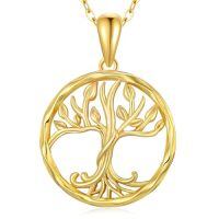 TOUPOP 14K Gold & Stone Tree Of Life Owl Pendant Necklace for Women-style_name:Tree of Life