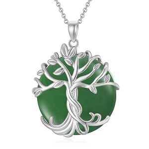 1A-Tree of Life-White Gold-Green Jade