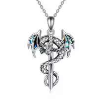 TOUPOP Sterling Silver Crystal Dragon Necklace For Women Jewelry Gifts-style_name:Style 5-Sword