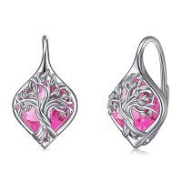 wholesale TOUPOP Tree Of Life Birthstone Earrings Sterling Silver Birthstone Leverback Earrings Tree Of Life Jewelry Gifts For Women Teens Birthday -style_name:J-Oct.