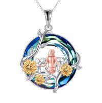 wholesale TOUPOP Birthday Gifts For Mom 925 Sterling Silver Rose Flower Necklace Mother And Daughters Sons Jewelry Mothers Day Christmas Gifts For Women -style_name:B-Sunflower-4 Children