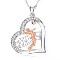 TOUPOP Sterling Silver & Zircon Sports Necklace for Women Gifts-style_name:07-Volleyball