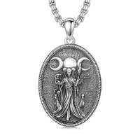 TOUPOP Sterling Silver Snake/St Christopher Protection Amulet Pendant Jewelry Gift-style_name:7-Hecate