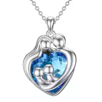 TOUPOP 925 Sterling Silver & Stone Sister/Mom Necklace Birthday Christmas Gifts-style_name:D003-Family Necklace