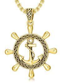 wholesale Anchor Necklace 925 Sterling Silver Anchor Pendant Ocean Sailor Necklace Navy Pendant Christmas Fathers Day Birthday Gifts For Men -style_name:Anchor IV Gold