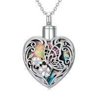 wholesale TOUPOP Heart Urn Necklace For Ashes 925 Sterling Silver Cremation Jewelry Keepsake Necklaces Memorial Sympathy Gifts For Women Mom Wife -style_name:B-Butterfly-Abalone Shell