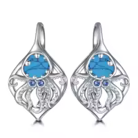TOUPOP 925 Sterling Silver Turquoise Ocean Sea Animal Dangle Drop Earrings-style_name:08-Octopus Turquoise