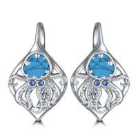 wholesale TOUPOP Ocean Leverback Earrings 925 Sterling Silver Sea Animal Beach Turquoise Dangle Drop Earrings Jewelry Christmas Birthday Gifts For Women Daughter Friends -style_name:08-Octopus Turquoise
