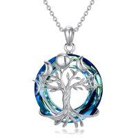 wholesale TOUPOP Tree Of Life Necklace For Women Sterling Silver Trinity Celtic Kont/time Clock/sun Crescent/sun Jewelry With Crystal Anniversary Birthday Christmas Gifts For Mom Wife Girlfriend Sister -style_name:Moon