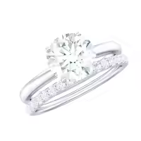 TOUPOP 10k 14k 18k Gold Moissanite Women's Wedding Ring Set With Engraving-style_name:A Moissanite Ring