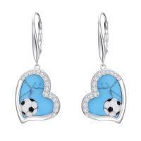 wholesale Turquoise Heart Earrings 925 Sterling Silver Sports Drop Dangle Earring Leverback Jewelry Christmas Gifts For Women Her -style_name:Soccer
