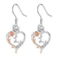 wholesale TOUPOP Rose Heart Initial Earrings 925 Sterling Silver Heart Butterfly Earrings Jewelry Anniversary Birthday Christmas Gifts For Women Her Girlfriend Wife -style_name:Initial L