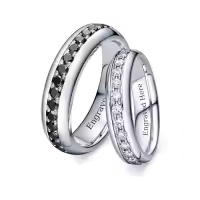 TOUPOP Sterling Silver D VVS1 Moissanite Wedding Ring Sets For Couples-color_name:K Moissanite Wedding Ring Set