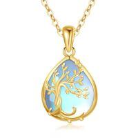 TOUPOP 14K Gold & Stone Tree Of Life Necklace For Women-style_name:Tree of Life Moonstone Necklace
