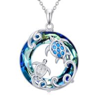 wholesale TOUPOP Animal Necklace Sterling Silver Crystal Sea Turtle/elephant/dolphin Necklace Jewelry Gift For Women -style_name:1-2 Sea Turtle