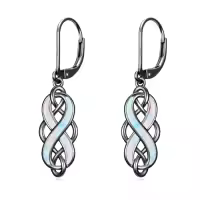 TOUPOP Sterling Silver Opal Celtic Knot Dangle Earrings Irish Jewelry Christmas Gifts-color_name:4-Black Gold Celtic Kont