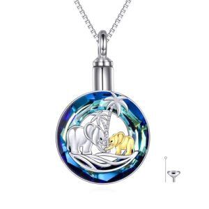 Elephant Urn Necklace with Blue Circle Crystal