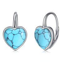 wholesale TOUPOP Leverback Earrings For Wonen 925 Sterling Silver Tree Of Life Earrings Dangle Drop Turquoise Moonstone Moss Agate Heart Jewelry Gifts For Women Anniversary Birthday Christmas -style_name:B - Turquoise Heart Earrings