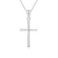 wholesale 14K White Gold Polished Cross Pendant Chain Necklace for Women Girls 20 + Extender-0-11