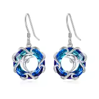 TOUPOP Sterling Silver Crystal Sea Turtle Dolphin Whale Dangle Earrings-color_name:Earrings-Dolphin