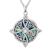 wholesale Hamsa Hand Necklace Evil Eye/star Of David/cross/lotus/witch Knot/key Of Abalone Shell Necklace 925 Sterling Silver Religious Hand Of Fatima Jewelry Gifts For Women Her -style_name:Witch Knot