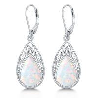 wholesale Filigree Earrings For Women 925 Sterling Silver Teardrop Gemstone Dangle Earrings Fine Jewelry Christmas Gifts For Women -color_name:Opal