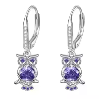TOUPOP Sterling Silver Ruby Owl Stud Earrings For Women-color_name:B-02