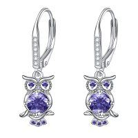wholesale TOUPOP S925 Sterling Silver Owl Stud Earrings For Women - July Birthstone Jewelry Gifts For Daughter Granddaughter -color_name:B-02