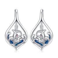 wholesale TOUPOP Ocean Leverback Earrings 925 Sterling Silver Sea Animal Beach Turquoise Dangle Drop Earrings Jewelry Christmas Birthday Gifts For Women Daughter Friends -style_name:12-Dolphin Wave