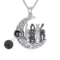 TOUPOP 925 Sterling Silver Crystal Sister Necklace Gift For 2/3/4/5 Sisters-color_name:100 Languages I Love You-4 Sisters Black Gold Plated