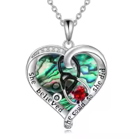 TOUPOP Sterling Silver Birthstone Stethoscope Necklace Gift For Nurse-style_name:01-Jan-Abalone Shell