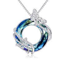 wholesale TOUPOP Butterfly/dragonfly/bee Necklace For Women 925 Sterling Silver Blue Crystal Honeybee Pendant Cute Animal Flower Jewelry Birthday Gift For Her Wife -style_name:Butterfly