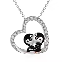 TOUPOP Sterling Silver Crystal Penguin Necklace Jewelry Gift For Women-color_name:Penguin Necklace