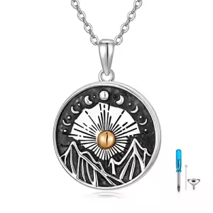 Adjustable cable chain necklace with mountain