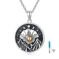wholesale TOUPOP Urn Necklace For Ashes 925 Sterling Silver Oxide Ashes Necklaces Sun Moon Mountains Cremation Jewelry W/funnel Filler Keepsake Memorial Jewelry Gifts For Women -style_name:Adjustable cable chain necklace with mountain, sun, and moon pendant