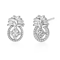 TOUPOP Sterling Silver Stone Stud Earrings Promise Jewelry Gifts For Women-color_name:Pineapple