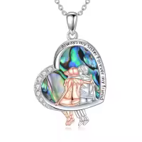 TOUPOP Sterling Silver & Stone Sisters Necklace, Forever My Friend Gift-style_name:1-Gifts for Sister from Brother Abalone Shell