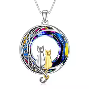 2 Cats(Silver and Yellow Gold)-Volcano Crystal-02-B