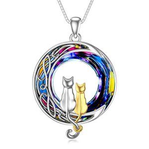 2 Cats(Silver and Yellow Gold)-Volcano Crystal-02-B