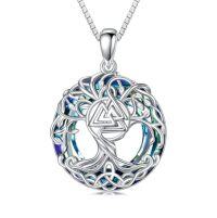 wholesale TOUPOP Tree Of Life Necklace 925 Sterling Silver Celtic Knot Tree Pendant Blue Crystal Jewelry Christmas Gifts For Women Men -style_name:Viking Trinity