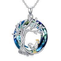 wholesale TOUPOP Tree Of Life Chicken/duck/goose Necklace 925 Sterling Silver Crystal Jewelry Gifts For Women -style_name:1 Chicken