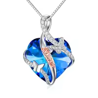TOUPOP Sterling Silver Crystal Butterfly Necklace For Women-style_name:5-Sister