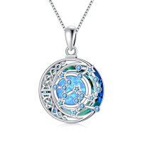 wholesale TOUPOP Zodiac Necklace 925 Sterling Silver Celtic Moon Constellation Pendant Necklaces With Blue Crystal And Blue Opal Jewelry Birthday Christmas Gifts For Women -style_name:12-Sagittarius(11.23-12.21)-Topaz