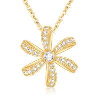 TOUPOP 14k Gold Flower Pendant Necklace For Women-style_name:Flower Necklace